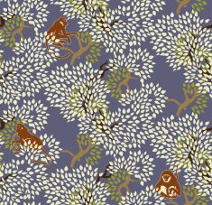 Abstract floral seamless pattern Trees and monkeys Exotic fore