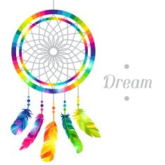 Dream catcher with abstract bright transparent feathers N2