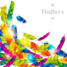 Colorful background with bright abstract transparent feathers N3