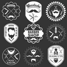 Set of vintage barber shop logo templates labels
