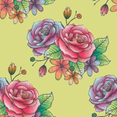 retro seamless hand drawn rose pattern N9