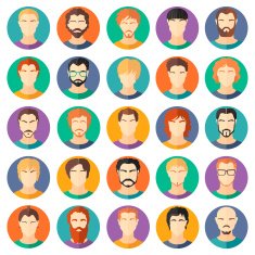 Vector set of stylish guys in modern flat design N7
