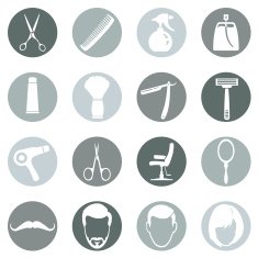 Vector Set of Barber Shop Icons N14