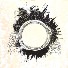 Fashion ink drawing empty splash elements label