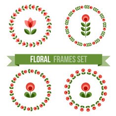 Set of design elements - round floral frames N9
