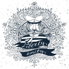 Hand drawn vintage label with a sailor N2
