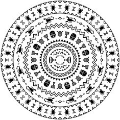 Round ornament with animals vases drums N2
