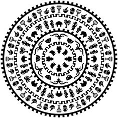 Round ornament with animals vases drums N3