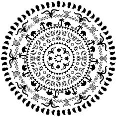 Round ornament with animals vases drums N4