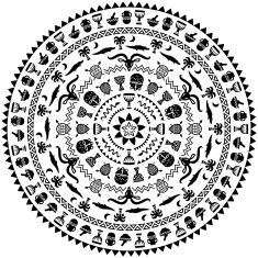 Round ornament with animals vases drums N5