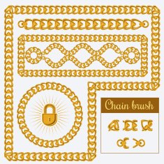 Decorative chain design elements and brush for illustrator N4