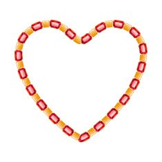 Golden chain with rectangle segments and rubies heart