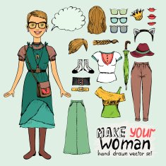 girl in retro or hipster style