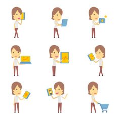 urban character set in different poses simple flat design N13