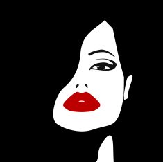 Face of a woman with red lips