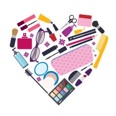 Beauty and care cosmetic products make up elements