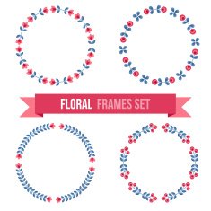 Set of design elements - round floral frames N11