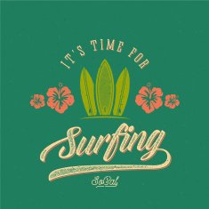 Vector Retro Style Surfing Label Logo or T-shirt Graphic