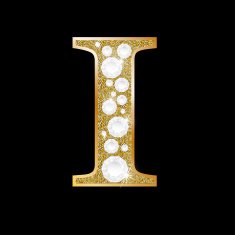Letter I of gold and diamond