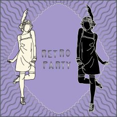 Retro party invitation design Flapper girls set N2