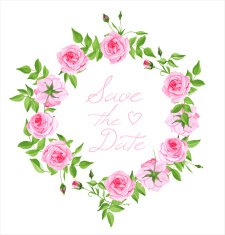 Pink roses vintage vector design frame