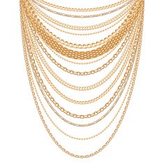 Many chains golden metallic necklace N8