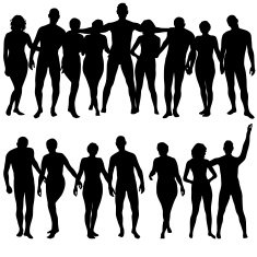 Black silhouettes of beautiful mans and womans on white background N4