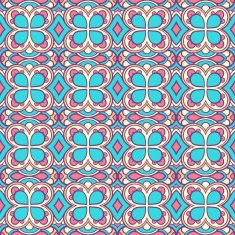 retro pattern with blue flowers