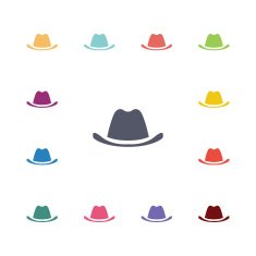 hat flat icons set N2