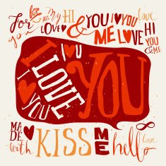 Postcard love I love you Hello Kiss