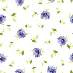 Blue watercolor flowers seamless pattern N5