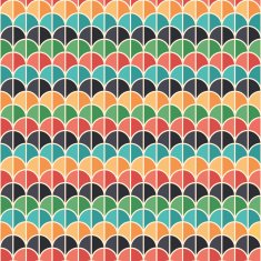 Flat style seamless pattern with colorful semicircles