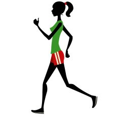 Slim girl runs silhouette