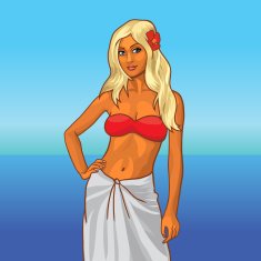 Hot Bikini girl on the beach Vector illustration