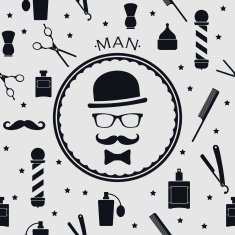 Barber shop vintage seamless background with barber accsessories