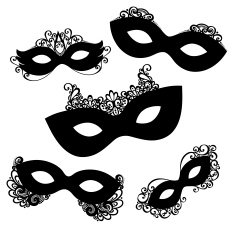 Vector Set of 5 Ornate Mask Stencils Venetian Carnival