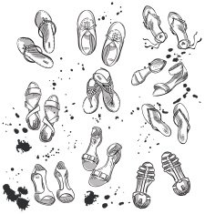 Set of summer footwear Fashion illustration