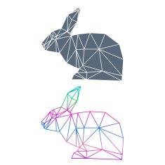Abstract geometric rabbit set isolated on white background