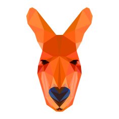 Bright colored abstract polygonal geometric kangaroo isolated on white