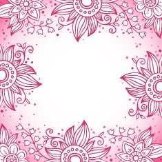 Floral decorative frame in pink colors