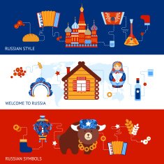 Russia travel banner set