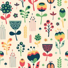 Colorful floral seamless pattern on light background
