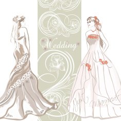 Elegant wedding invitation card with bride in pastel color