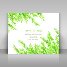 Card with green watercolor grass
