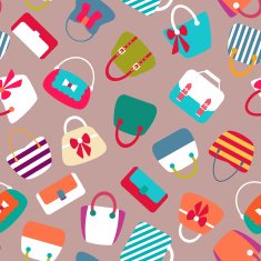 Collection of Retro Woman Bags Seamless Background N6