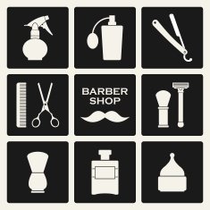 Barber shop vintage symbols in set
