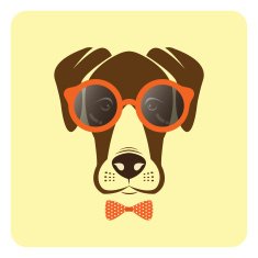Vector image of dog wearing glasses