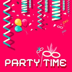 Party Time - Retro Flat Design Vector Illustration