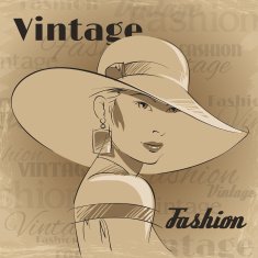 Retro poster of fashion young woman