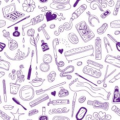 cosmetic doodles - seamless background